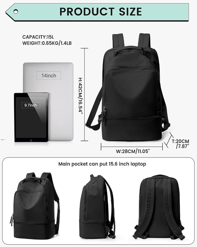 Gym Backpack for Women w/ Shoe Compartment Wet Pocket Travel Sports Bag2