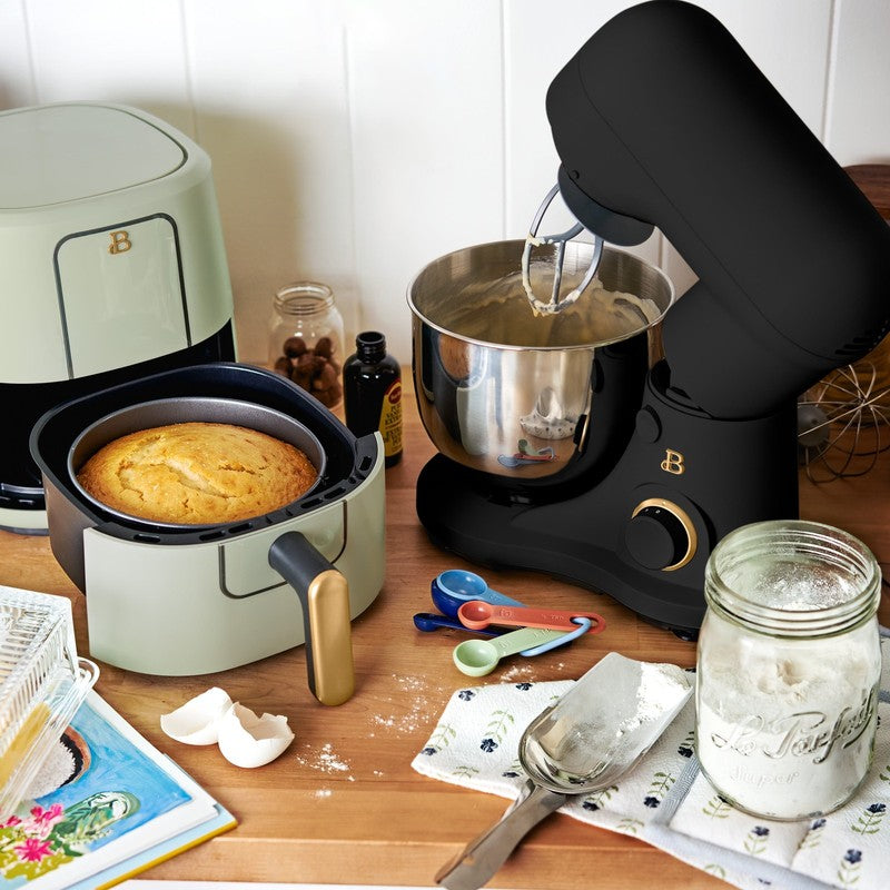 3.5 Qt Stand Mixer Black Sesame w/ Flat Beater Dough Hook & Whisk8