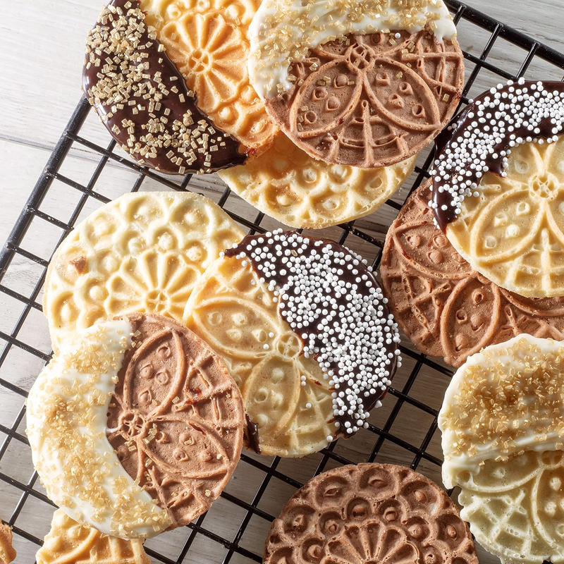 Piccolo Pizzelle Baker  Nonstick Electric Press Makes 4 Mini Holiday Cookies at 5