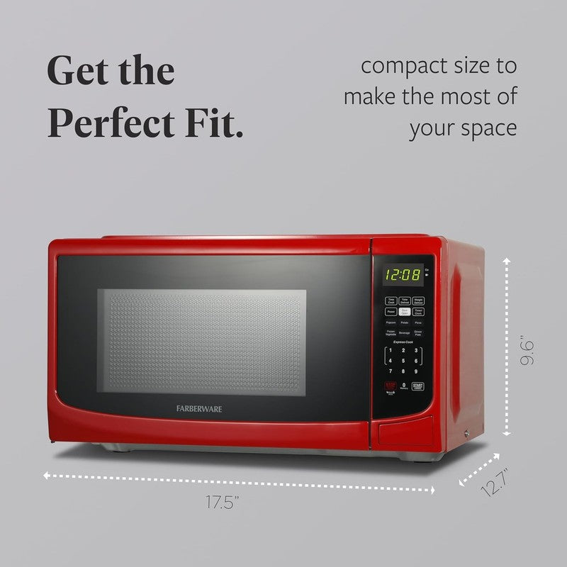 0.7 Cu Ft Countertop Microwave 700W Auto Cook Defrost Red3