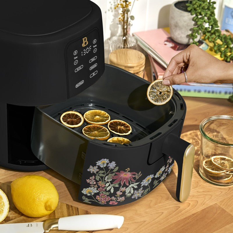6 Qt Air Fryer w/ Turbocrisp Technology Evergood Ceramic Nonstick Black Flower11