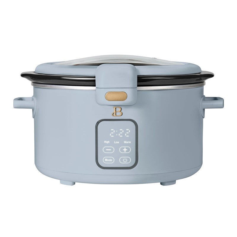 Drew Barrymore 4Qt Digital Slow Cooker Hinged Locking Lid Cornflower Blue0
