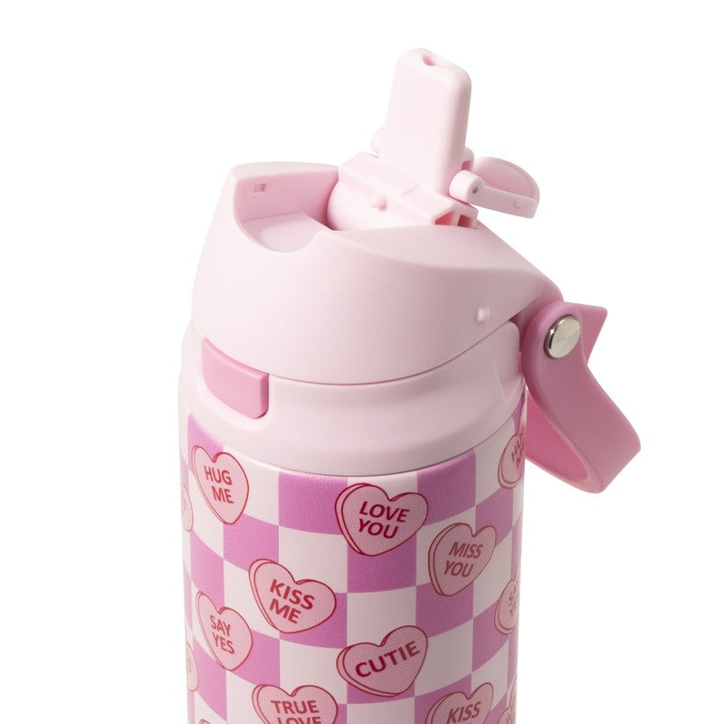 24oz Stainless Steel 2-in-1 Water Bottle Straw and Chug Lid Candy Hearts1