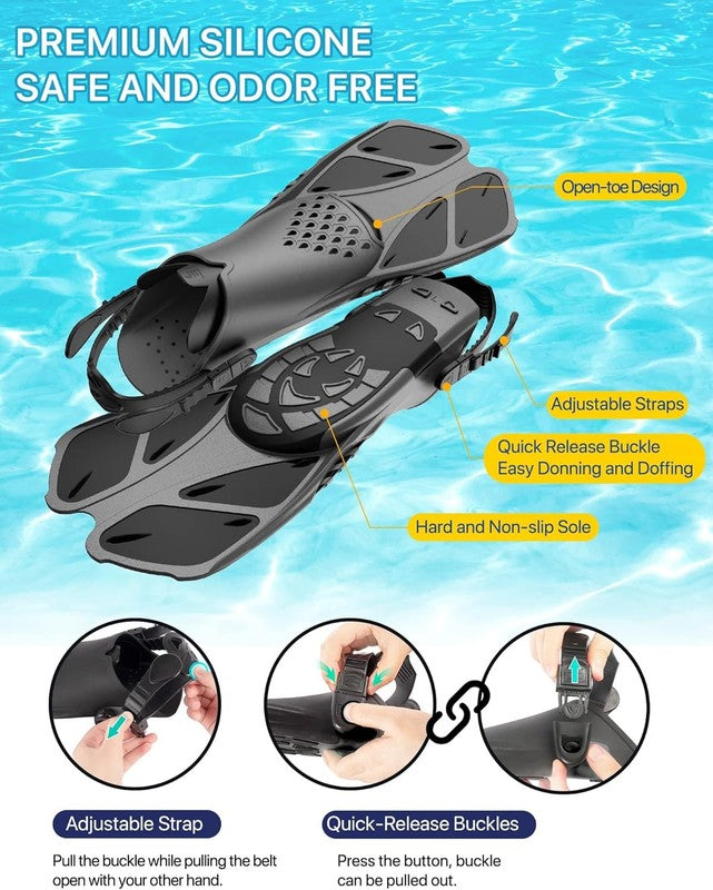 Snorkeling Gear for Adults Men Women,4 in 1 Snorkel Set with Panoramic View Divi4
