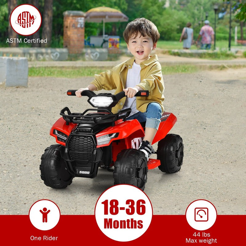6V Kids ATV Quad Electric Ride on Car Toy Toddler with LED Light MP3 Red6