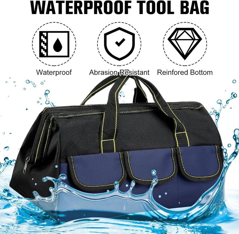 3 Pack Heavy Duty Tool Bag 16" Waterproof Hard Bottom Electrician Tote3