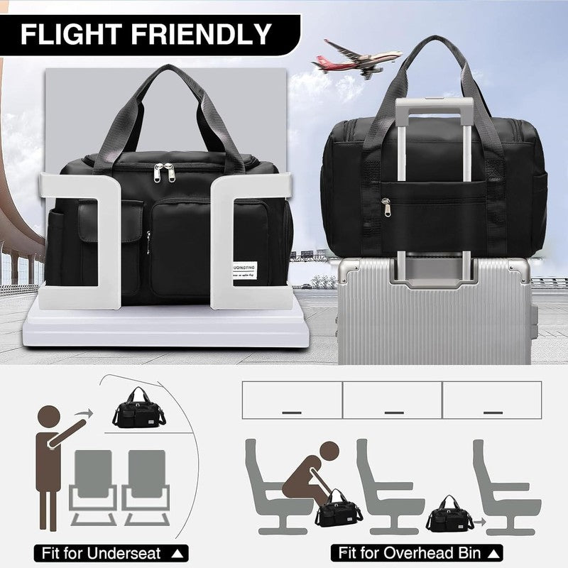 Women Gym Duffle Bag Travel Weekender Carry On w/ Shoe Compartment4