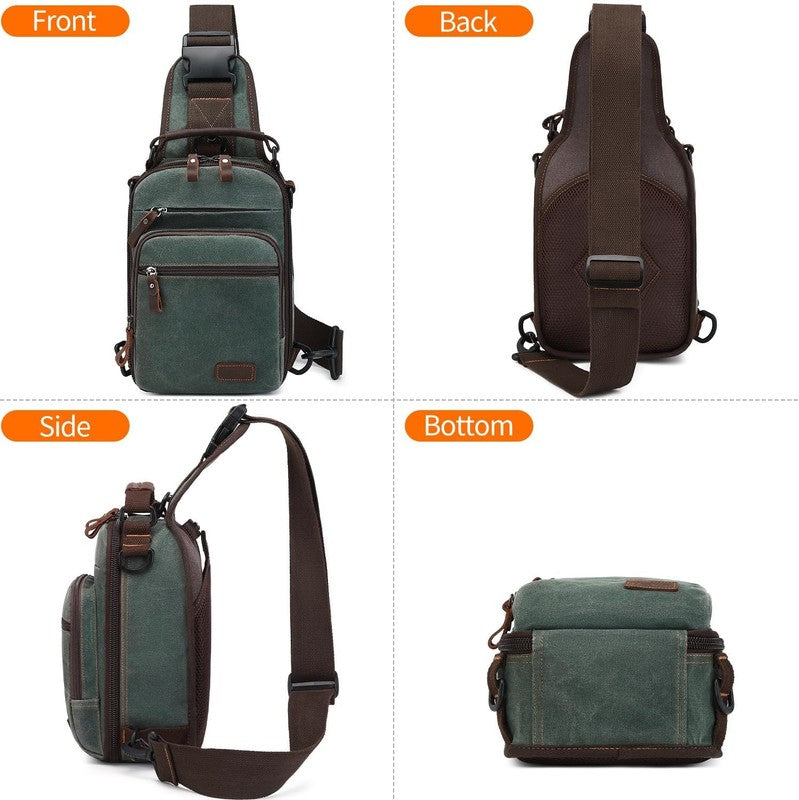 Nerlion Sling Bag Men Waxed Crossbody Chest Bag Water Resistant Shoulder Bag8