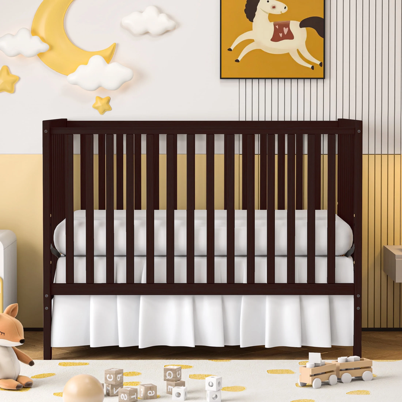 5 In 1 Convertible Crib, Espresso Baby Bed, Converts from Baby Crib to Toddler B9