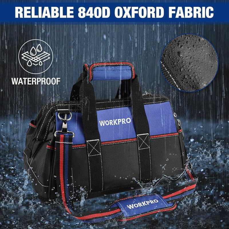 16" Wide Mouth Heavy Duty Tool Bag Waterproof Molded Base with Shoulder Strap5