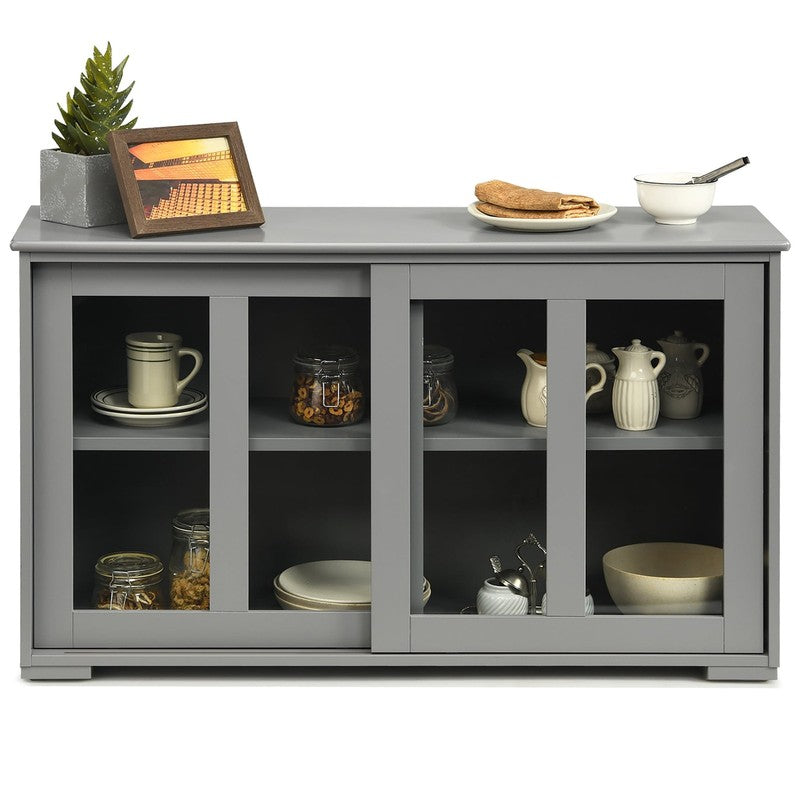 Kitchen Storage Cabinet Sideboard Buffet Cupboard W/ Sliding Door Gray8