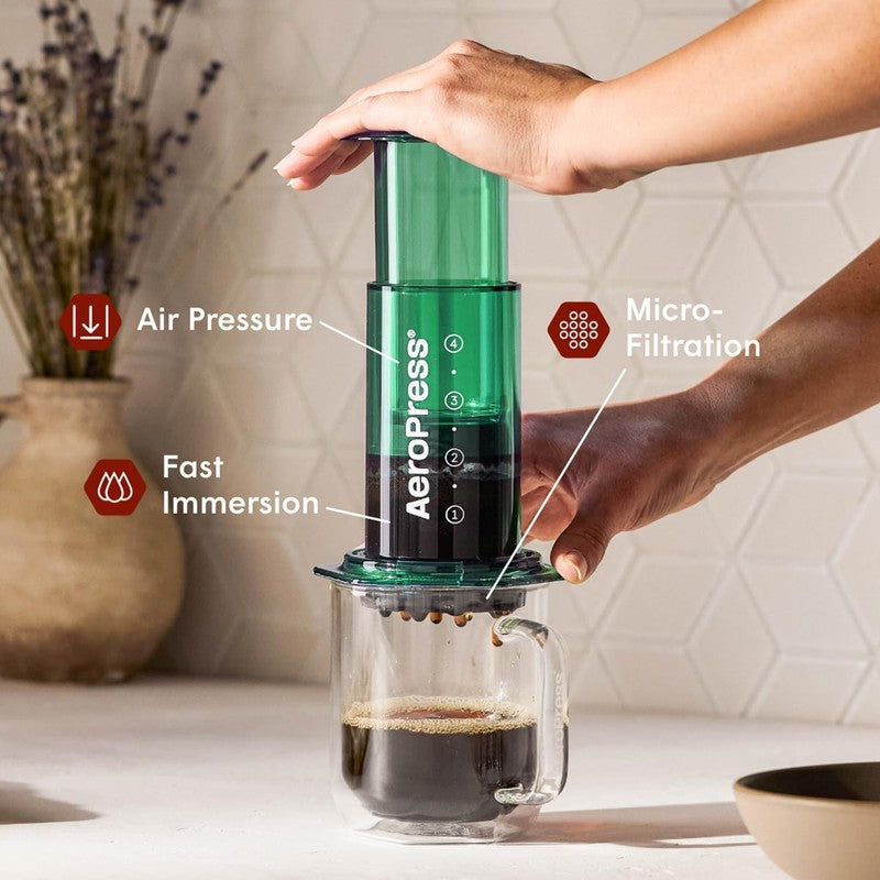 Clear Green Coffee Press French Press Pour Over Espresso Travel Camping Brewer1