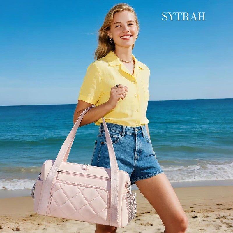 Gym Bag Women Duffle Weekender Travel Tote Wet Pocket Sports Dance Pink2