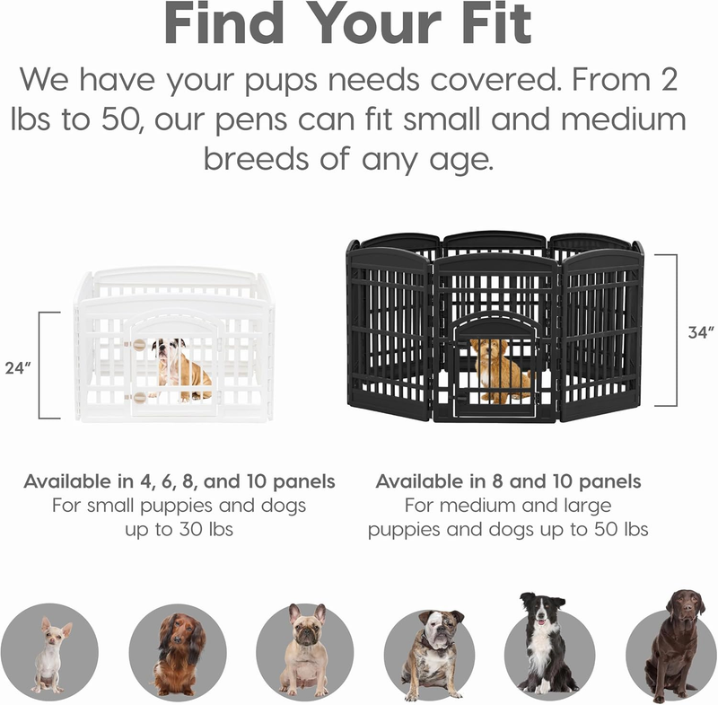 24" 4 Panel Dog Playpen w/ Door 35x35x24 Indoor Pet Fence Small Puppies White10