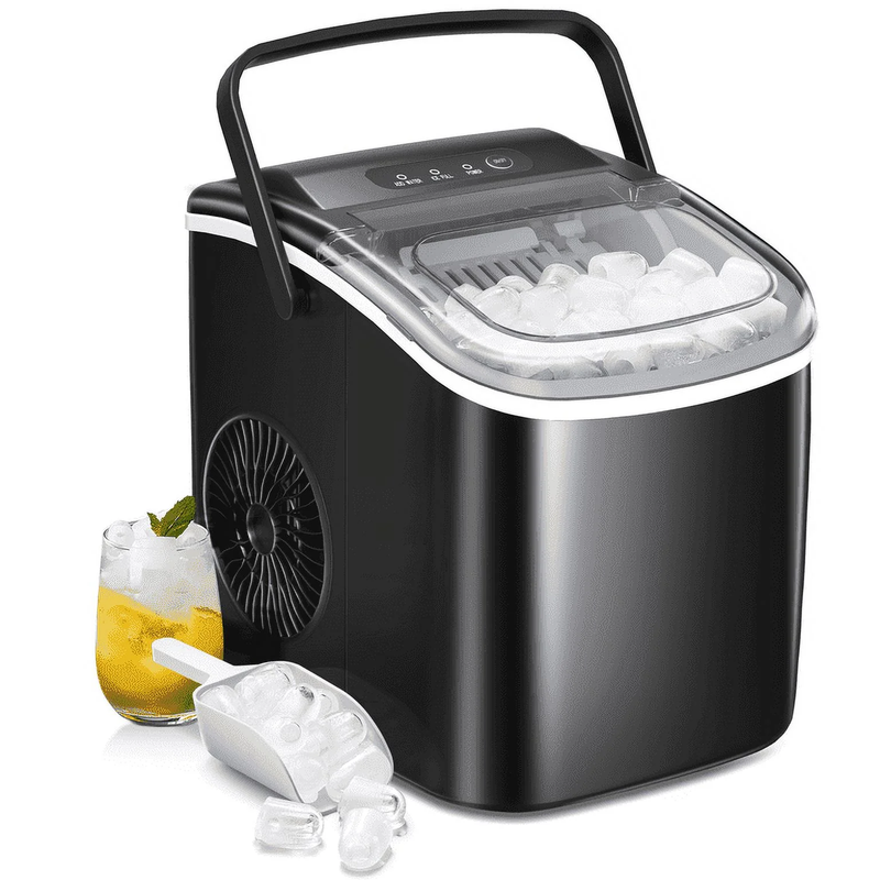 Countertop Ice Maker, 9 Bullet Ice Cubes in 6 Mins, 26Lbs/24H, W/ Scoop & Basket0