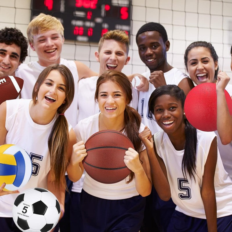 12 Pcs Assorted Sport Ball Set for Youth Adult Official Size Basketball Football4