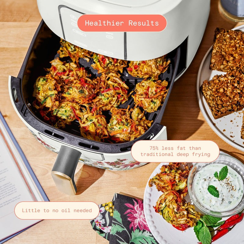 6 Qt Air Fryer w/ Turbocrisp Technology Evergood Ceramic Nonstick White Flower7