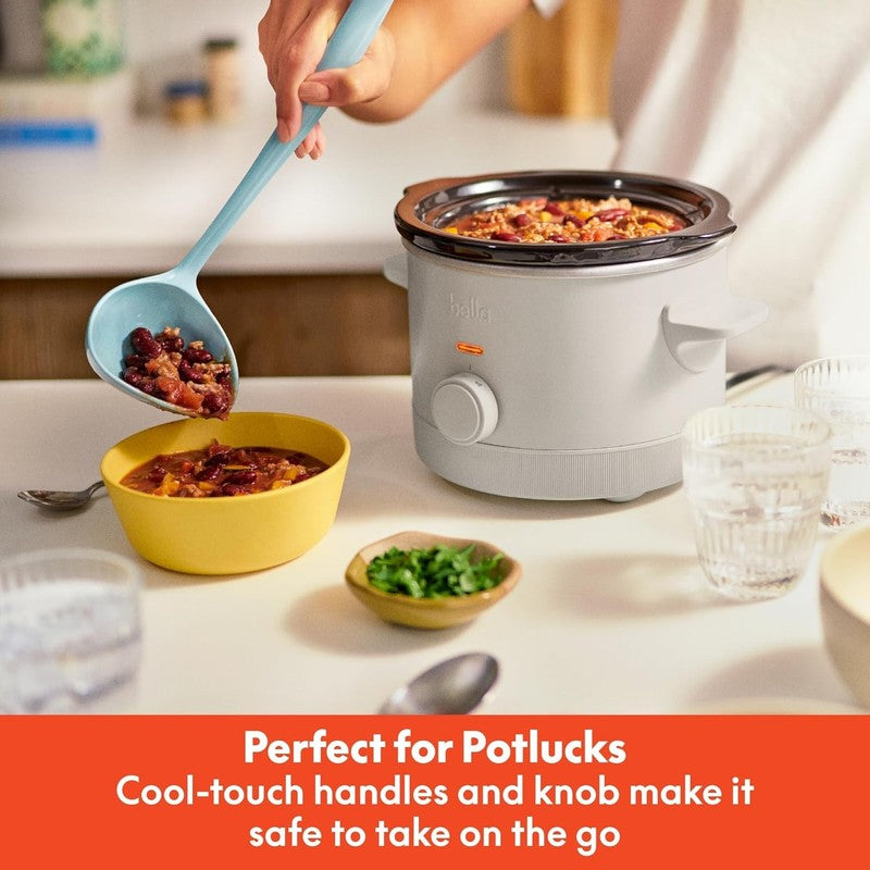 Bella 1.5Qt Slow Cooker, 3 Heat Manual, Nonstick Ceramic Pot, Glass Lid, Oatmilk4