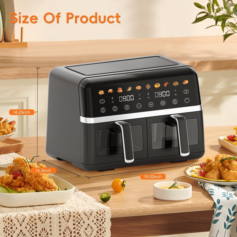 Digital Air Fryer Oven   2 Independent 5 Qt Baskets, View Window, 1800W2