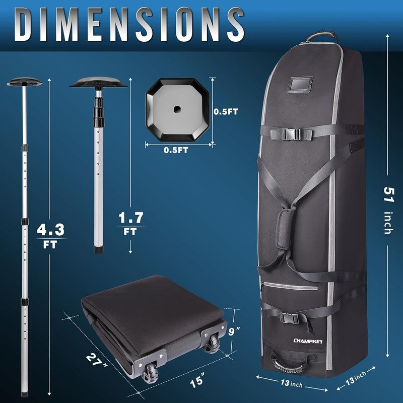 Premium Soft Padded Golf Travel Bag Airline Ready Oxford Fabric Oversized Wheels8