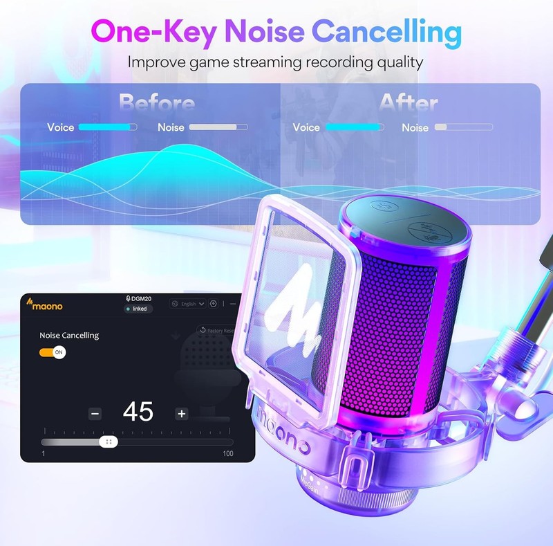 RGB USB Condenser Gaming Microphone Noise Cancel Mic for PC/PS5 DGM20S Purple1