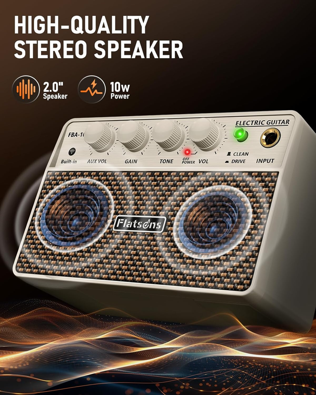 FBA-10 Mini Guitar Amp, 10W Electric Amplifier USB-C Rechargeable Portable White3