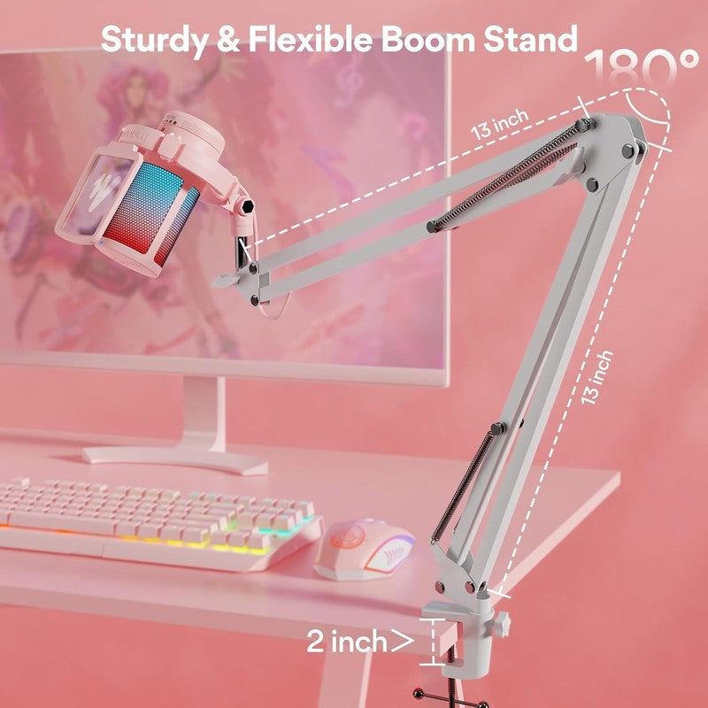 USB Gaming Microphone Noise Cancel Streaming Mic PC PS5 PS4 Kit DGM20S Pink7