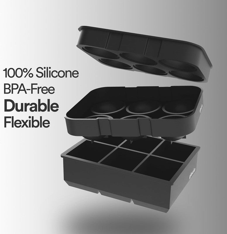Silicone Ice Cube Trays – Large Silicone Molds for 2 Inch Ice Cubes and Spheres 2
