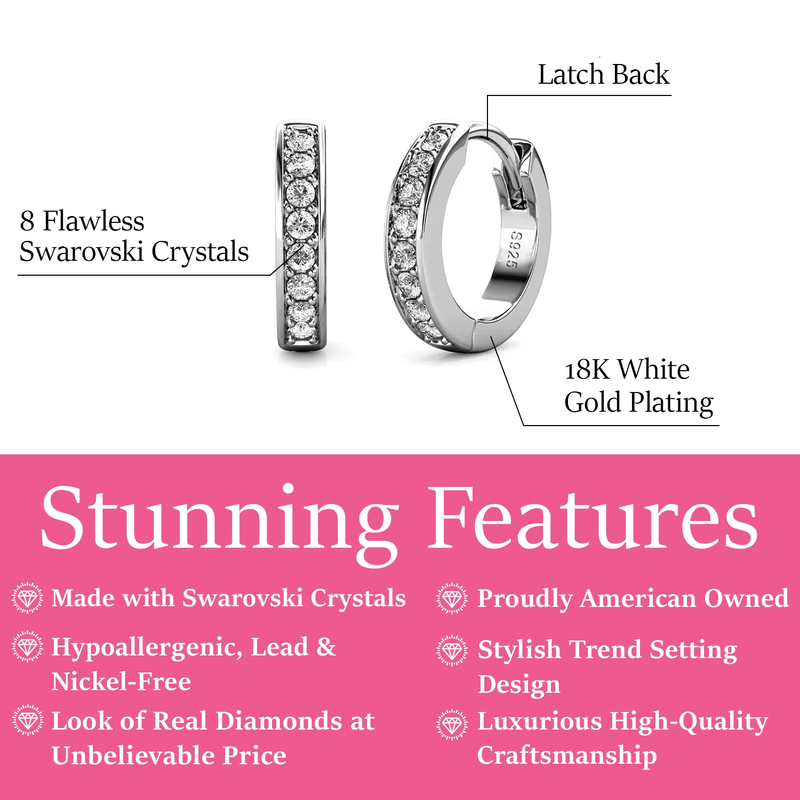 Skye 18K White Gold Plated 12Mm Hoop Earrings with Crystals Gift for Women1