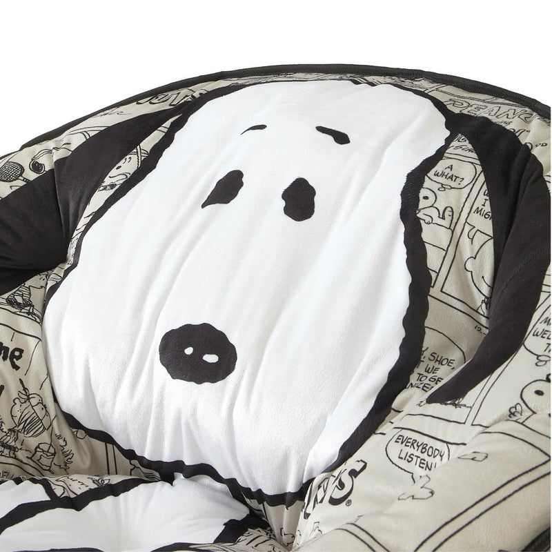 Snoopy Folding Saucer Chair for Teens and Adults, Black and White4
