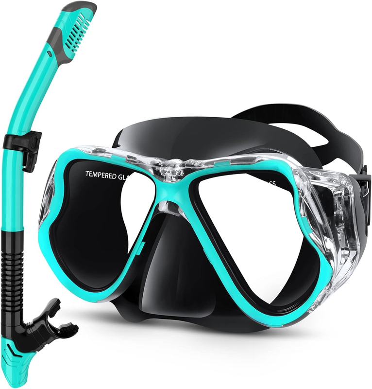Dry Snorkel Set Panoramic Wide View Anti-Fog Scuba Mask Snorkeling Gear0