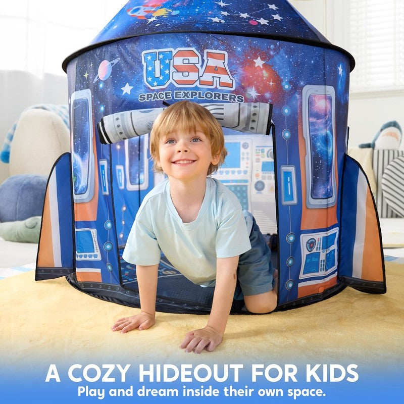 Glow in the Dark Rocket Ship Kids Pop Up Play Tent, Indoor/Outdoor Playhouse5