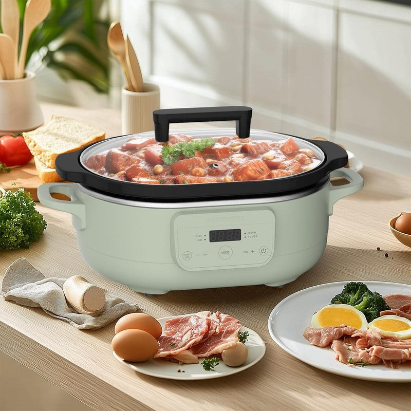 6QT Programmable Slow Cooker w/ Nonstick Pot Keep Warm Sage Green2