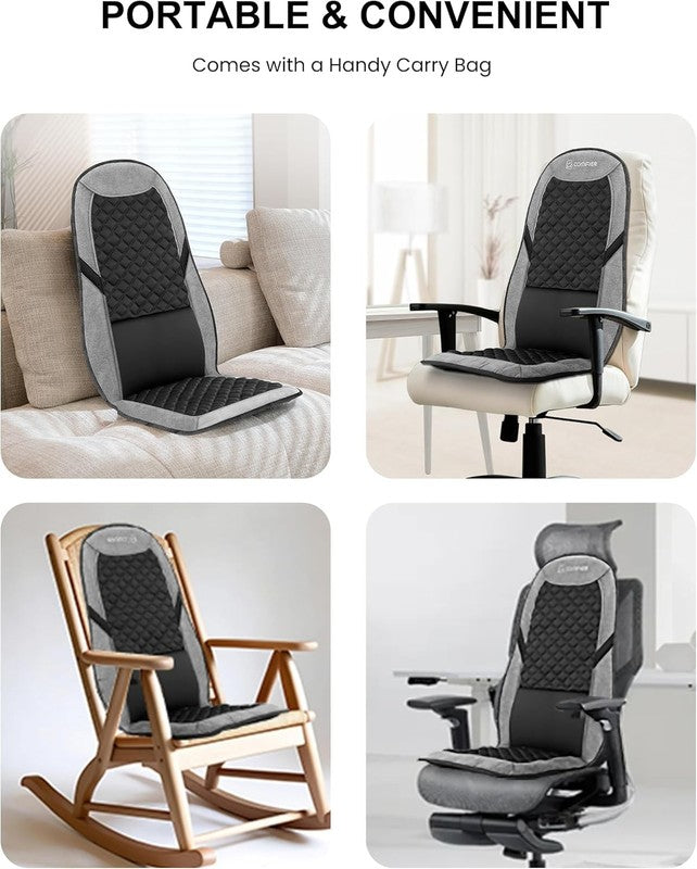 Back Massager Chair Pad w/ Heat Lumbar Support Pain Relief Seat Cushion7