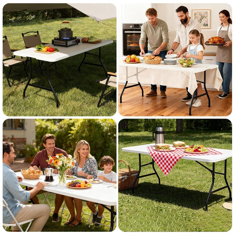 6Ft Portable Folding Table, Outdoor Dining Table Mesas Para Fiestas Portable Fol7