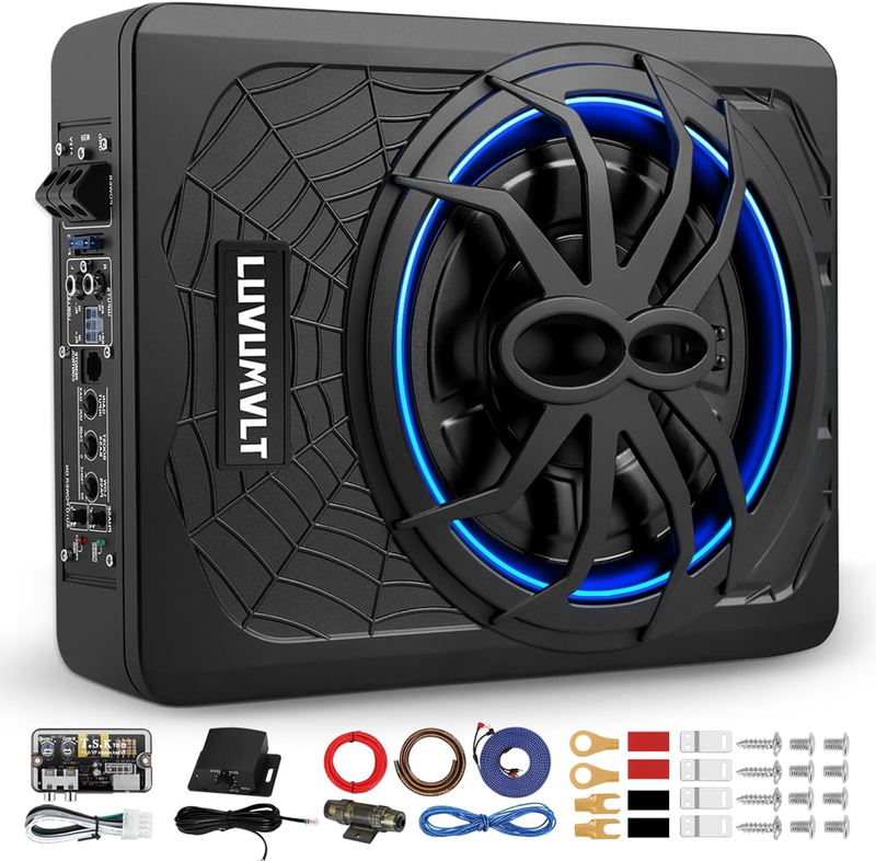 1200W 10" Slim Car Subwoofer with Built-In Amp & LED Light Package8