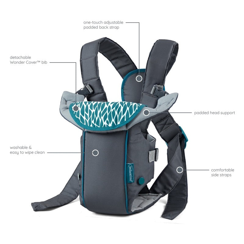 Swift Classic Baby Carrier with Wonder Cover Bib, 2-Position, 7-26Lb, Gray2
