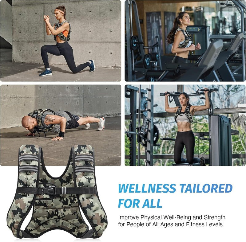 Weighted Vest 12Lb Reflective Stripe Workout Strength Training Fitness Camo5