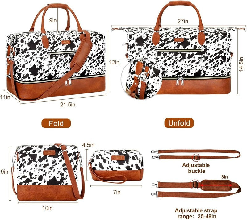 Weekender Bag Women Travel Duffel Carry On Overnight w/ Shoe Compartment Nylon6