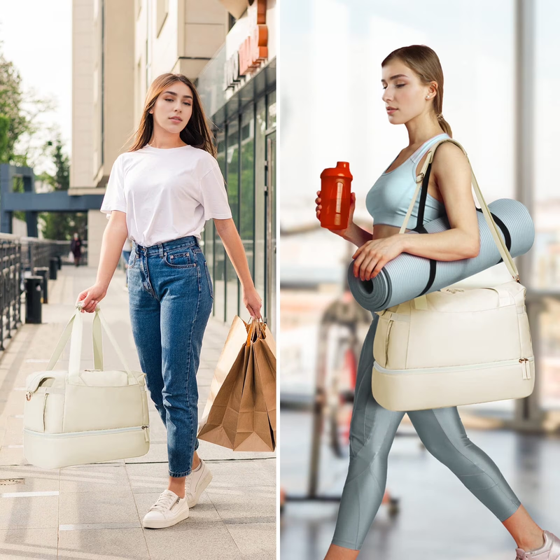 Travel Duffel Bag for Women Gym Bag with USB Charging Port Large Weekender Overn2