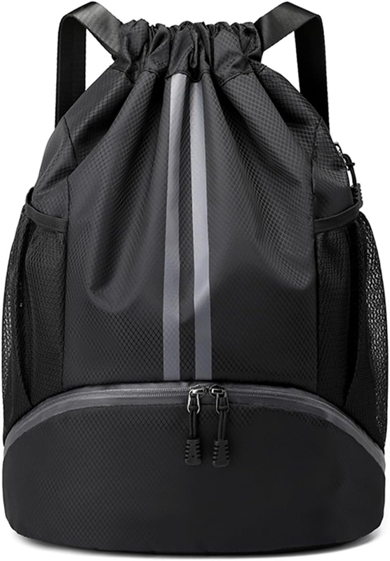Drawstring Gym Bag with Shoe Compartment Water Resistant Sports Backpack Cinch0