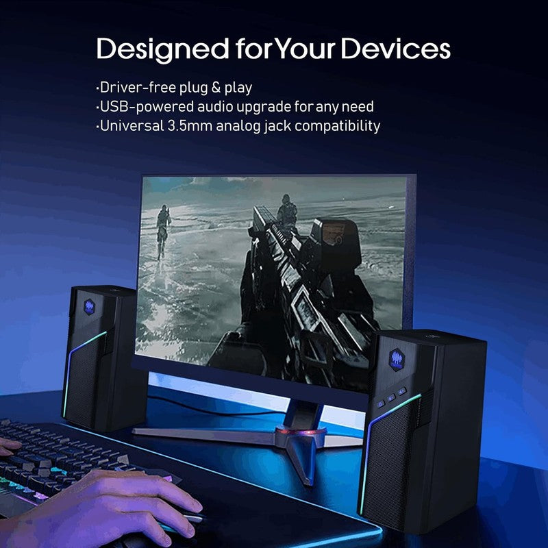 W 206RE RGB Gaming Speakers Bluetooth USB PC Stereo 21 LED Modes5