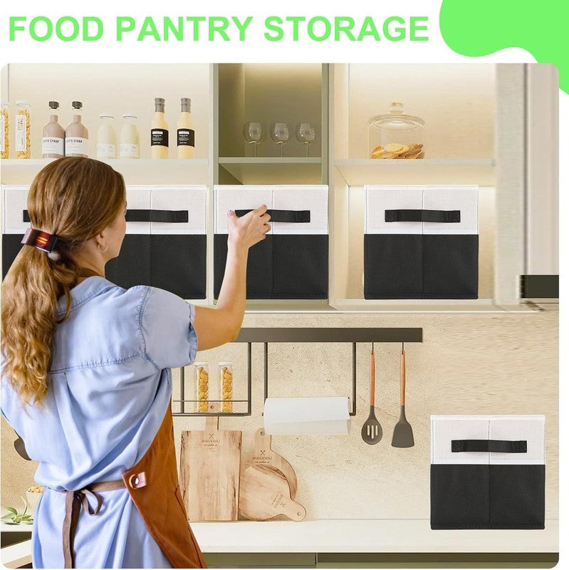 4 Pack Large Fabric Storage Bins with Handles, Collapsible Closet Cubes Black5