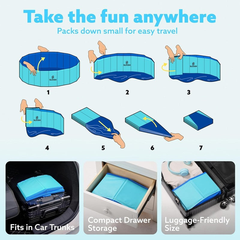 Foldable Dog Kiddie Pool - Portable Hard Plastic Doggie Swimming Pool, Anti-Slip4