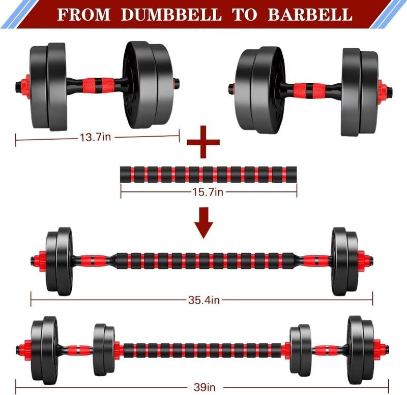 Adjustable Dumbbells Set - 2 in 1 Convertible to Barbell for Home Gym2