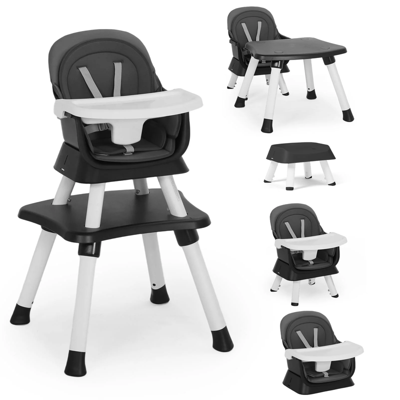8 in 1 Baby High Chair, Toddler Dining Booster Seat for Eating, Grey8