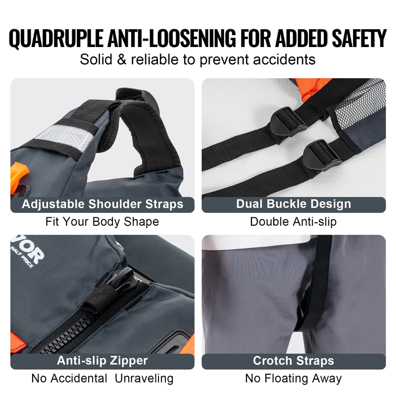 Life Vest for Watersports (PFD), Life Jacket with Waterproof Nylon & 110N Buoyan4