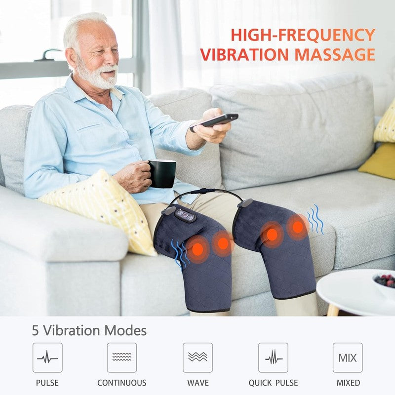 Heated Knee Massager w/ Vibration Heat Knee Wrap Pain Relief Greige1