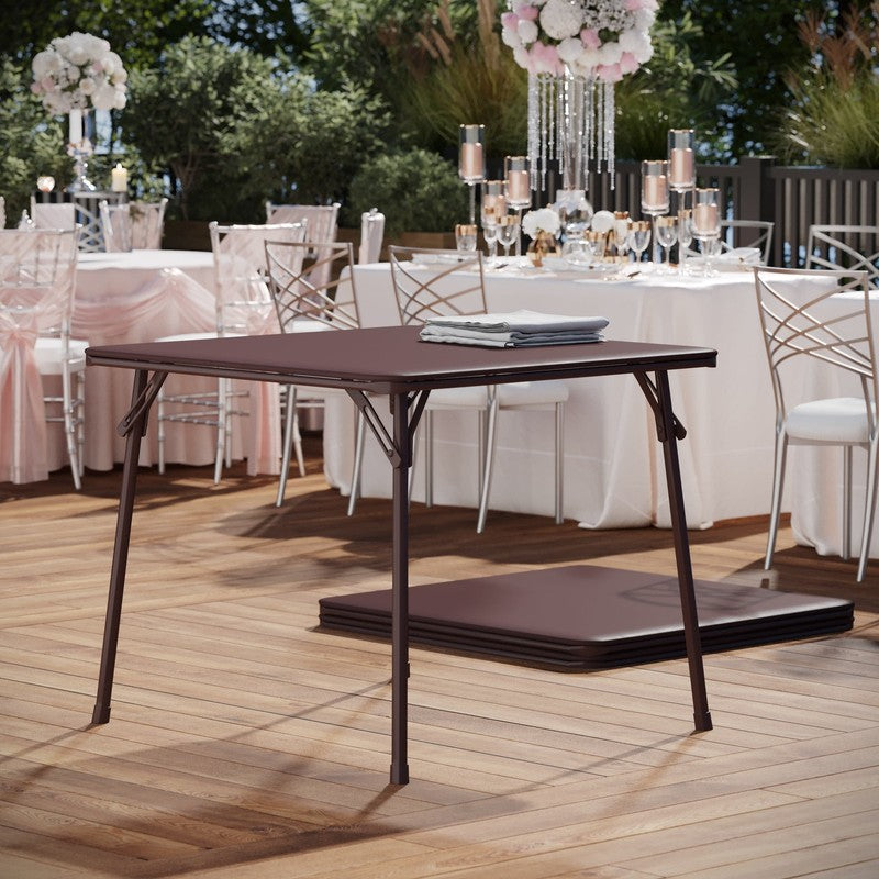 Vinyl Covered Padded Folding Card Table for Game Rooms and Banquets, Brown2