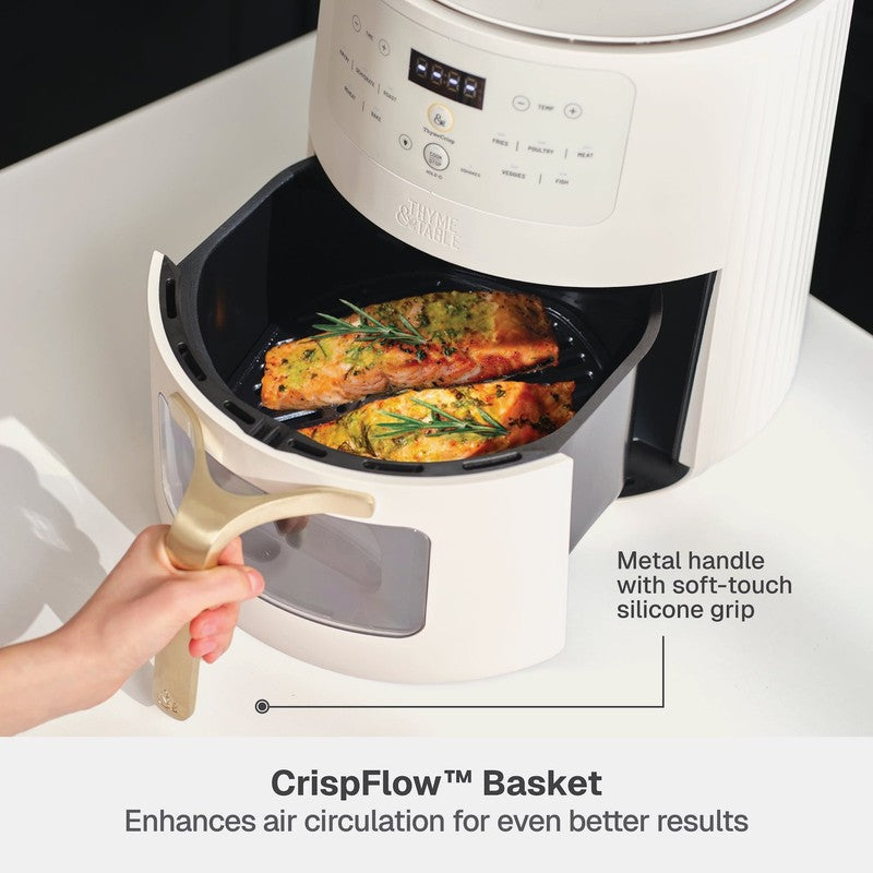 6QT Air Fryer, with Thymecrisp and Ceramic-Coated Nonstick Basket, Sand White6